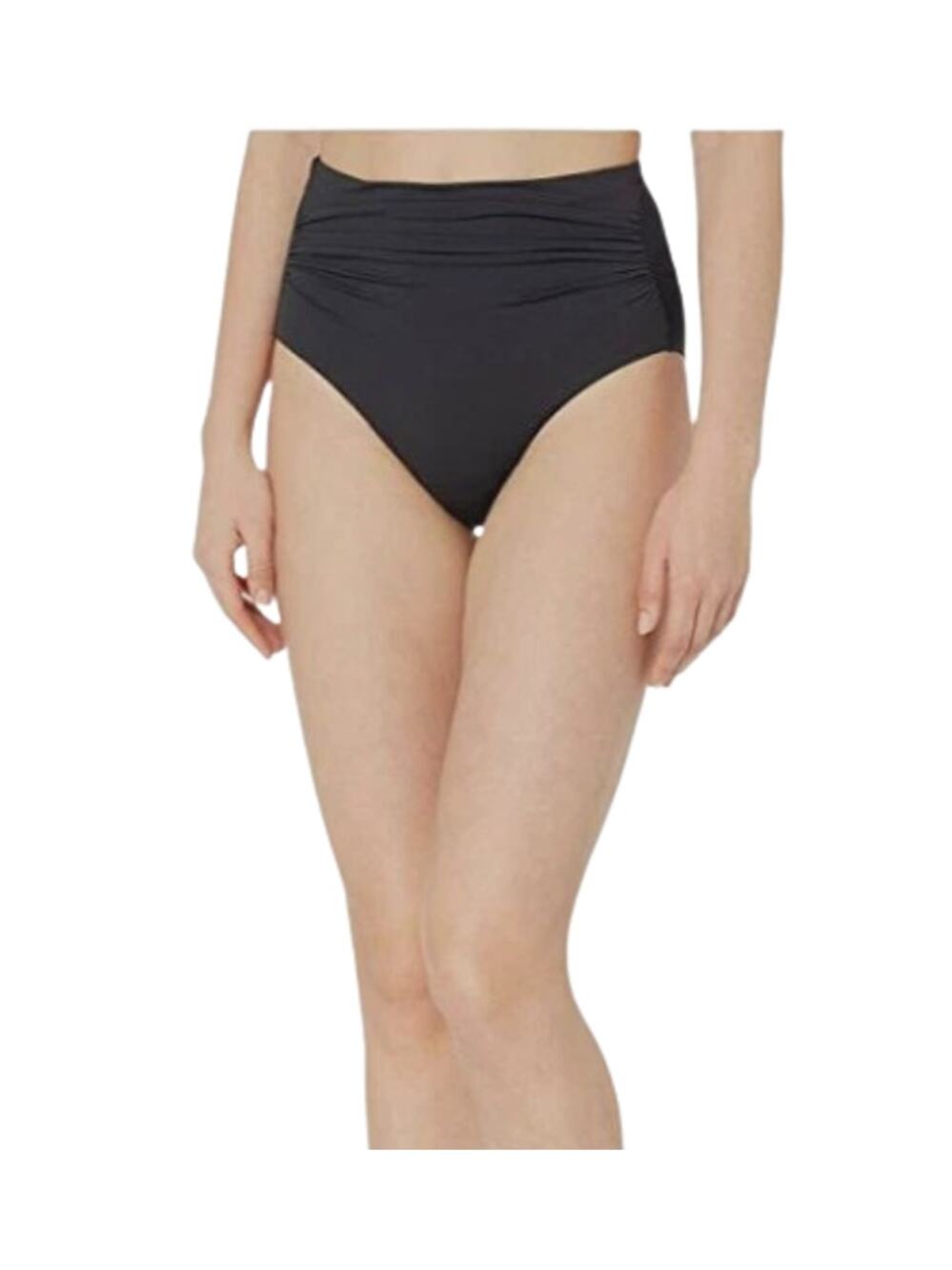 LAUREN RALPH LAUREN Slimming High Waist Bikini Bottom Size 14 Black Beach Club